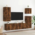 Meuble TV mural chêne fumé 80x30x41 cm – Image 9