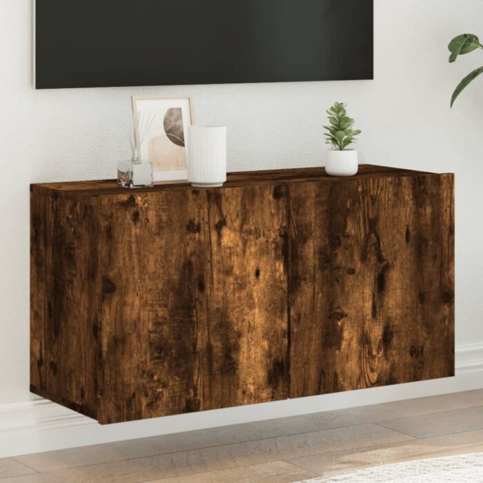 VXL8721012255449_m_en_hd_1.jpg Meuble TV mural chêne fumé 80x30x41 cm – Image 1