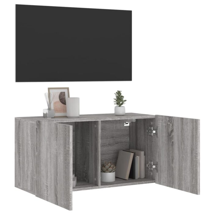 Meuble TV mural sonoma gris 80x30x41 cm – Image 2