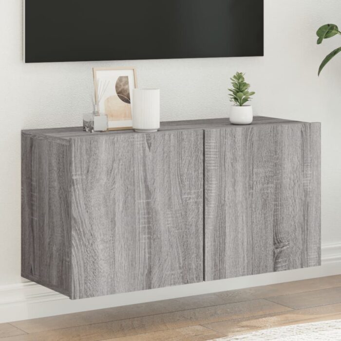 Meuble TV mural sonoma gris 80x30x41 cm – Image 1