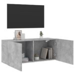 Meuble TV mural gris béton 100x30x41 cm – Image 2