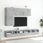 Meuble TV mural gris béton 100x30x41 cm – Image 9