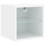 Meuble TV mural avec lumières LED blanc 30x28,5x30 cm – Image 5