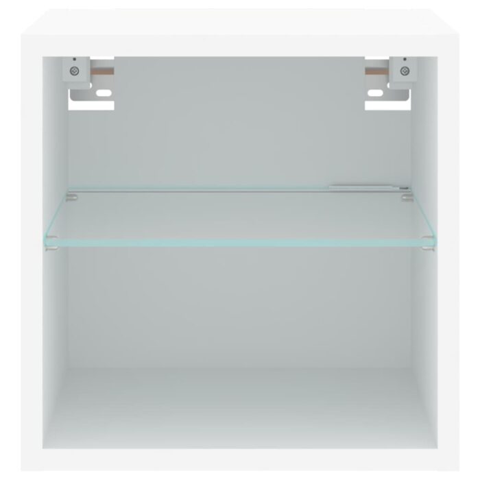 Meuble TV mural avec lumières LED blanc 30x28,5x30 cm – Image 6