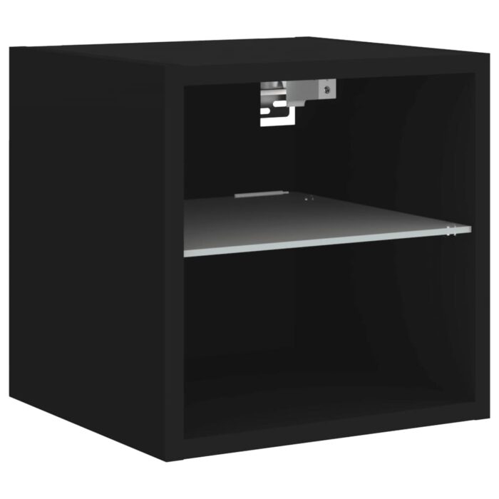 Meuble TV mural avec lumières LED noir 30x28,5x30 cm – Image 5