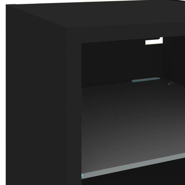 Meubles TV muraux avec lumières LED 2 pcs noir 30x28,5x30 cm – Image 10