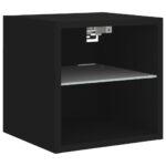 Meubles TV muraux avec lumières LED 2 pcs noir 30x28,5x30 cm – Image 6