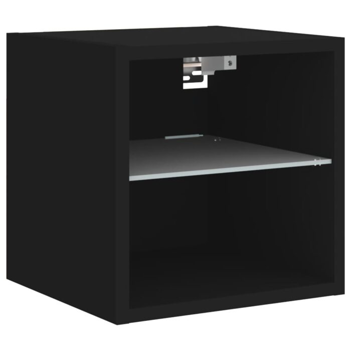 Meubles TV muraux avec lumières LED 2 pcs noir 30x28,5x30 cm – Image 6
