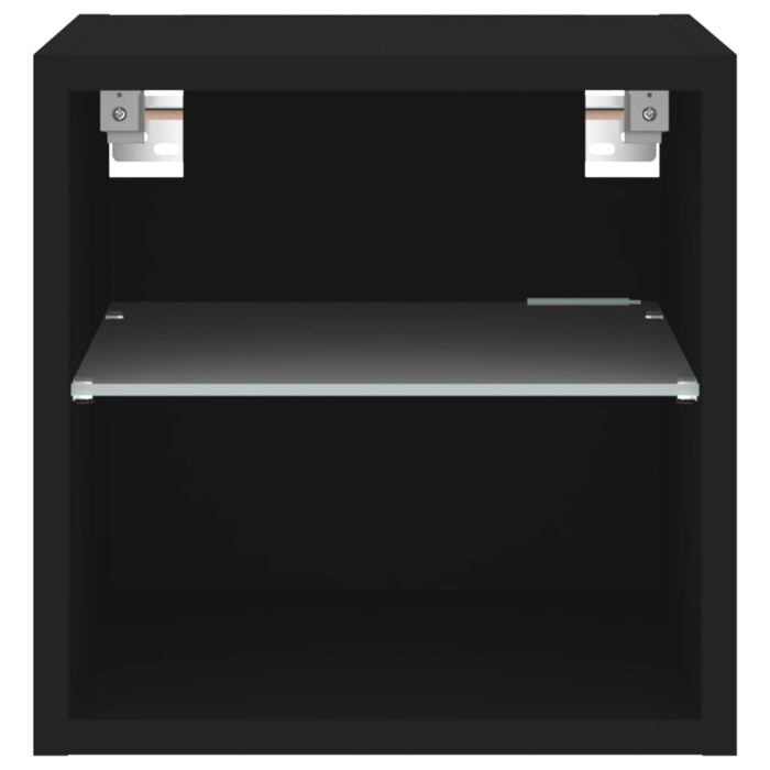 Meubles TV muraux avec lumières LED 2 pcs noir 30x28,5x30 cm – Image 7