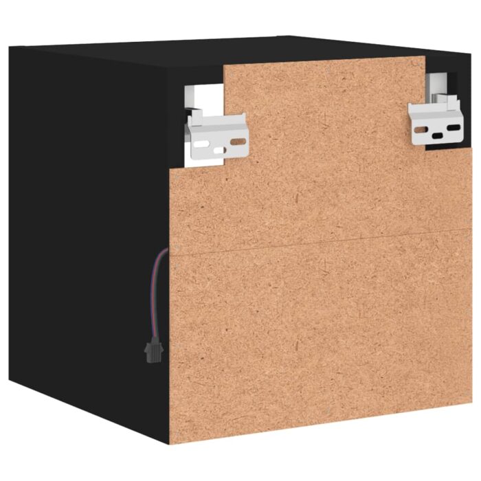 Meubles TV muraux avec lumières LED 2 pcs noir 30x28,5x30 cm – Image 9