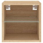 Meuble TV mural avec lumières LED chêne sonoma 30x28,5x30 cm – Image 6