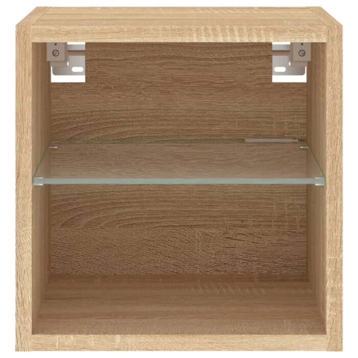 Meuble TV mural avec lumières LED chêne sonoma 30x28,5x30 cm – Image 6