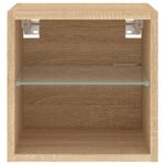 Meubles TV muraux lumières LED 2 pcs chêne sonoma 30x28,5x30 cm – Image 7