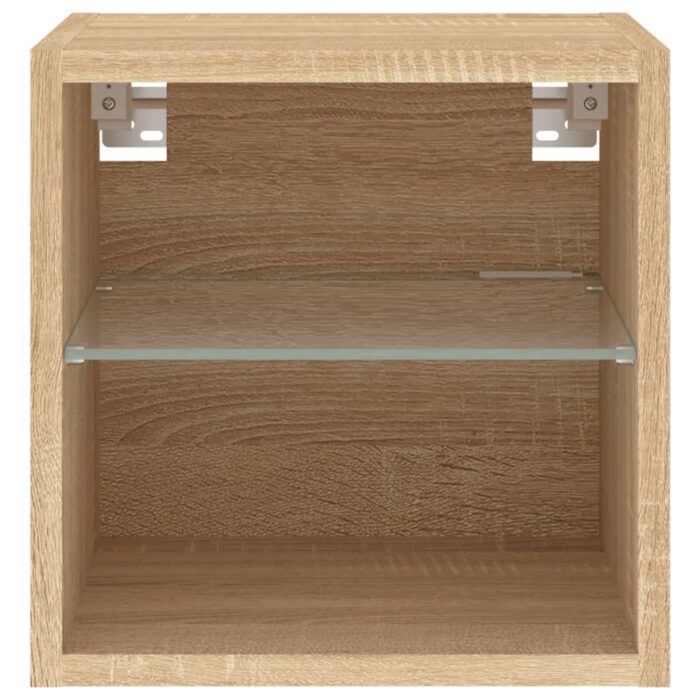 Meubles TV muraux lumières LED 2 pcs chêne sonoma 30x28,5x30 cm – Image 7