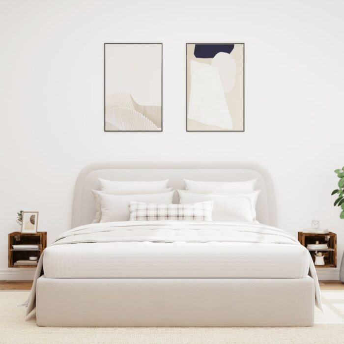 Meubles TV muraux et lumières LED 2pcs chêne fumé 30x28,5x30 cm – Image 2