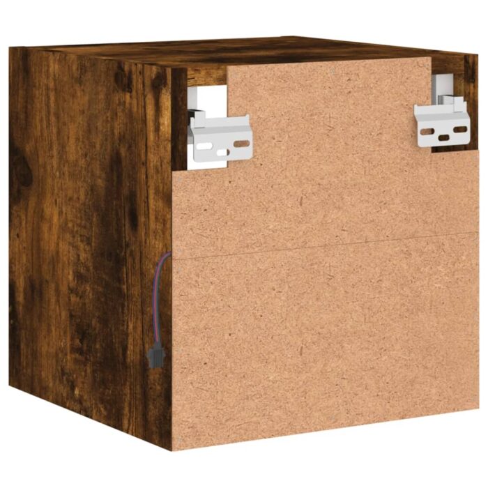 Meubles TV muraux et lumières LED 2pcs chêne fumé 30x28,5x30 cm – Image 9