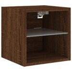 Meuble TV mural avec lumières LED chêne marron 30x28,5x30 cm – Image 5