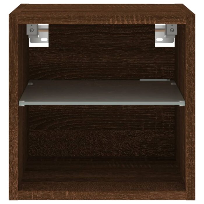 Meuble TV mural avec lumières LED chêne marron 30x28,5x30 cm – Image 6