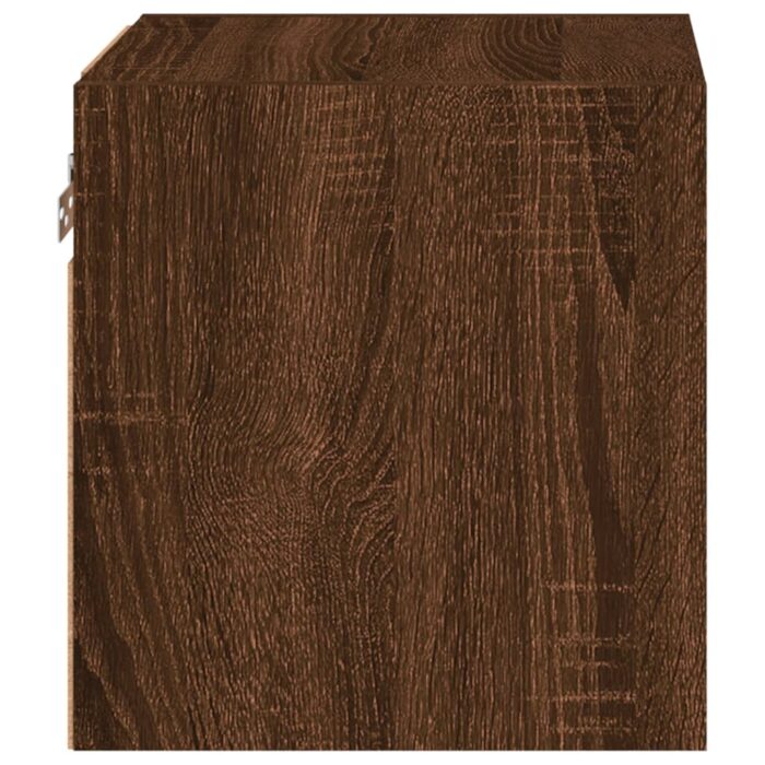 Meuble TV mural avec lumières LED chêne marron 30x28,5x30 cm – Image 7