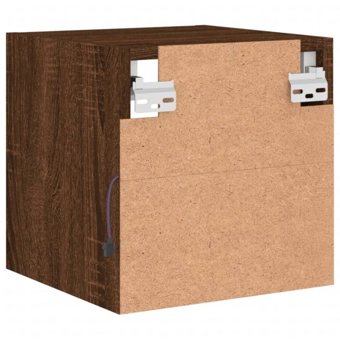 Meuble TV mural avec lumières LED chêne marron 30x28,5x30 cm – Image 8