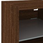 Meuble TV mural avec lumières LED chêne marron 30x28,5x30 cm – Image 9