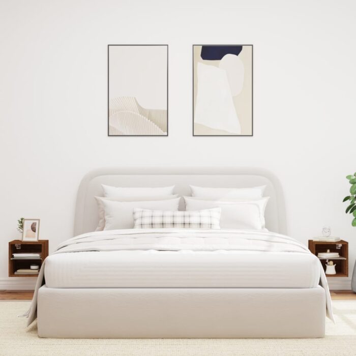 Meubles TV muraux lumières LED 2 pcs chêne marron 30x28,5x30 cm – Image 2