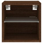 Meubles TV muraux lumières LED 2 pcs chêne marron 30x28,5x30 cm – Image 7