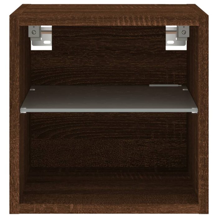 Meubles TV muraux lumières LED 2 pcs chêne marron 30x28,5x30 cm – Image 7