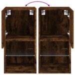 Meuble TV avec lumières LED chêne fumé 30,5x30x60 cm – Image 10