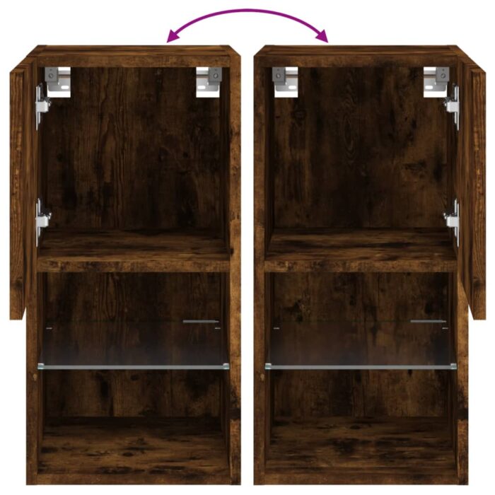 Meuble TV avec lumières LED chêne fumé 30,5x30x60 cm – Image 10