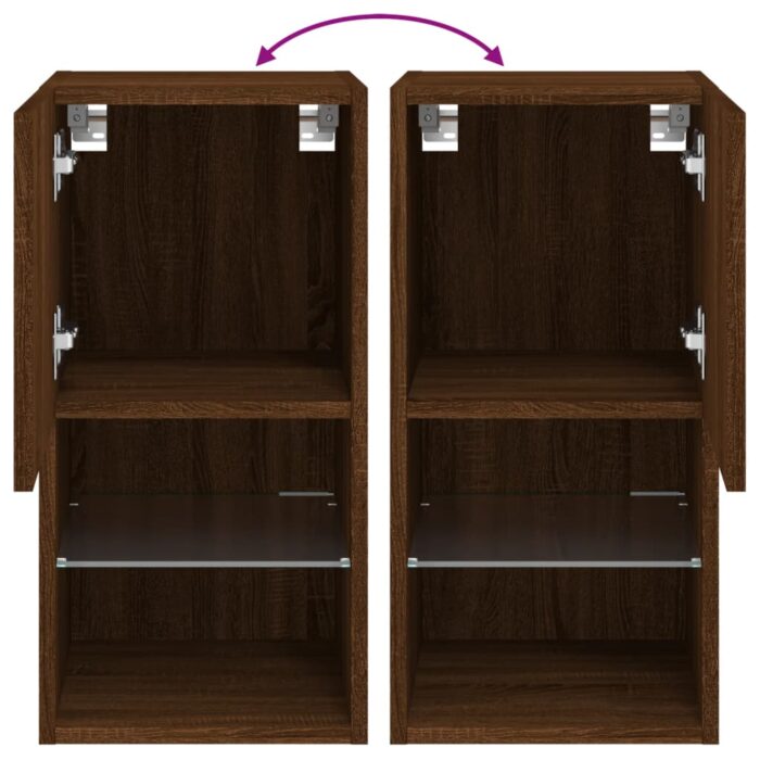 Meuble TV avec lumières LED chêne marron 30,5x30x60 cm – Image 10