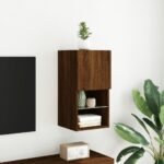 Meuble TV avec lumières LED chêne marron 30,5x30x60 cm – Image 2