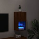 Meuble TV avec lumières LED chêne marron 30,5x30x60 cm – Image 3