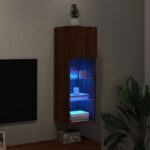 Meuble TV avec lumières LED chêne marron 30,5x30x90 cm – Image 3