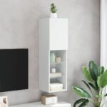 Meuble TV avec lumières LED blanc 30,5x30x102 cm – Image 2