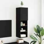 Meuble TV avec lumières LED noir 30,5x30x102 cm – Image 2