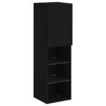 Meuble TV avec lumières LED noir 30,5x30x102 cm – Image 5