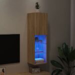 Meuble TV avec lumières LED chêne sonoma 30,5x30x102 cm – Image 3