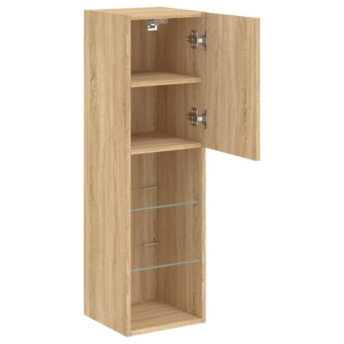 Meuble TV avec lumières LED chêne sonoma 30,5x30x102 cm – Image 6