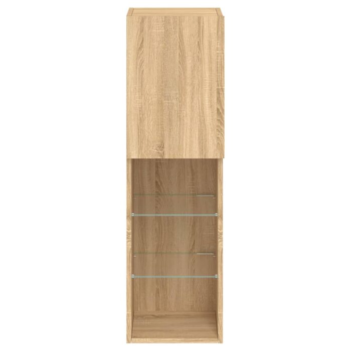 Meuble TV avec lumières LED chêne sonoma 30,5x30x102 cm – Image 7