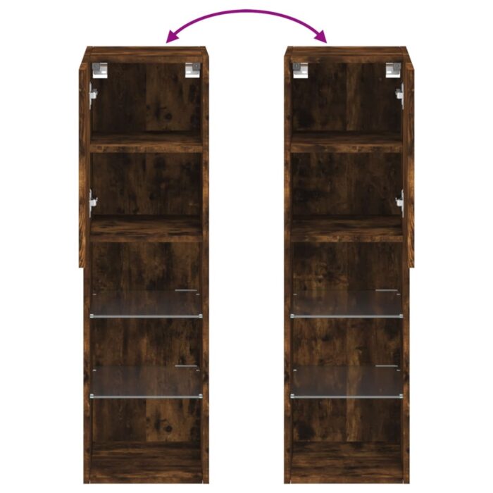 Meuble TV avec lumières LED chêne fumé 30,5x30x102 cm – Image 10