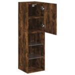 Meuble TV avec lumières LED chêne fumé 30,5x30x102 cm – Image 6