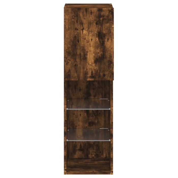 Meuble TV avec lumières LED chêne fumé 30,5x30x102 cm – Image 7