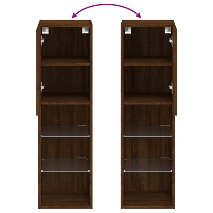 Meuble TV avec lumières LED chêne marron 30,5x30x102 cm – Image 10