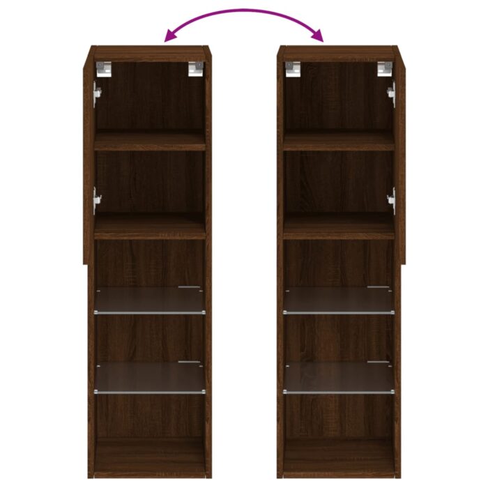Meubles TV avec lumières LED 2 pcs chêne marron 30,5x30x102 cm – Image 10