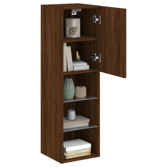 Meubles TV avec lumières LED 2 pcs chêne marron 30,5x30x102 cm – Image 3