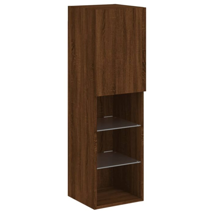 Meubles TV avec lumières LED 2 pcs chêne marron 30,5x30x102 cm – Image 5