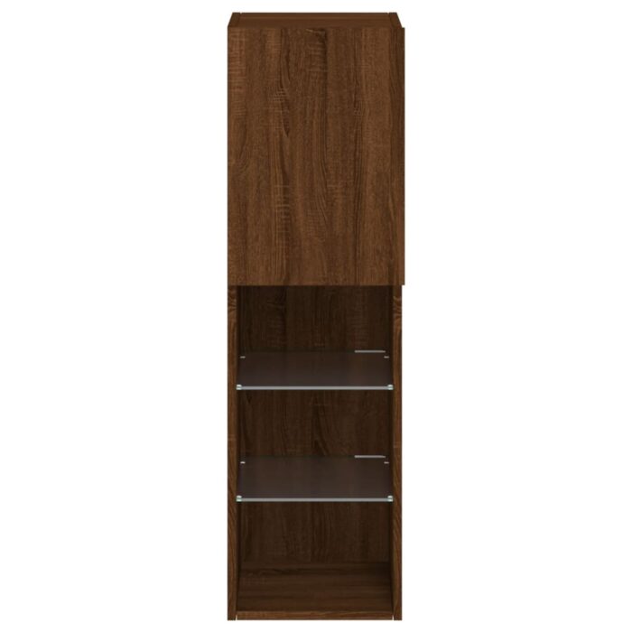 Meubles TV avec lumières LED 2 pcs chêne marron 30,5x30x102 cm – Image 7