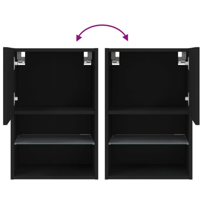 Meuble TV avec lumières LED noir 40,5x30x60 cm – Image 10