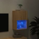 Meuble TV avec lumières LED chêne sonoma 40,5x30x60 cm – Image 3